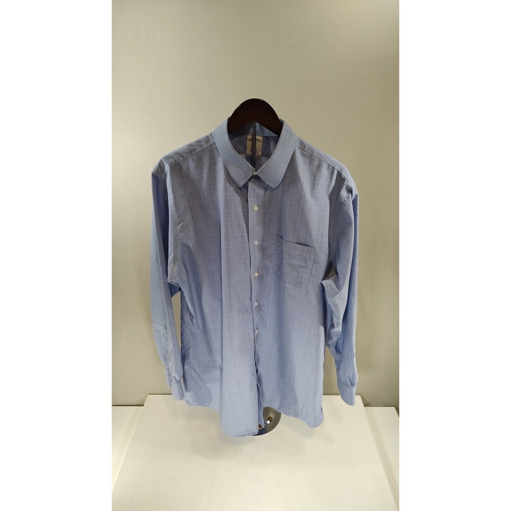 Brooks Brothers Mens 17.5 34/35 Regent Dress Shirt Light Blue Non-Iron Cotton